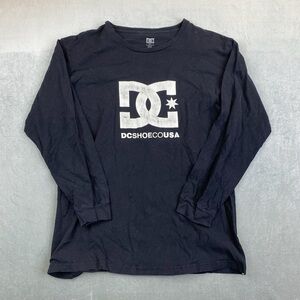 DC Shoes Long Sleeve T Shirt Black Big Logo Graphic Skate Mens Large